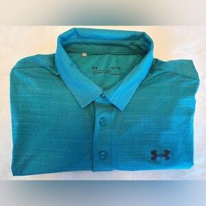 UnderArmour | L | Teal Blue Short Sleeve HeatGear Loose Fit Golf Collared Shirt